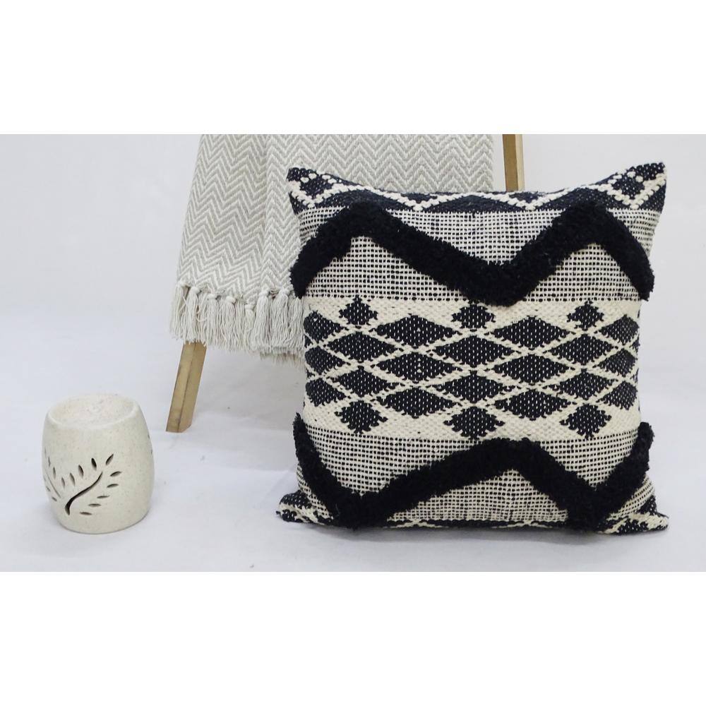 None Decorative Tufted Chevron Pillow 20 in. x 20 in. for Couch