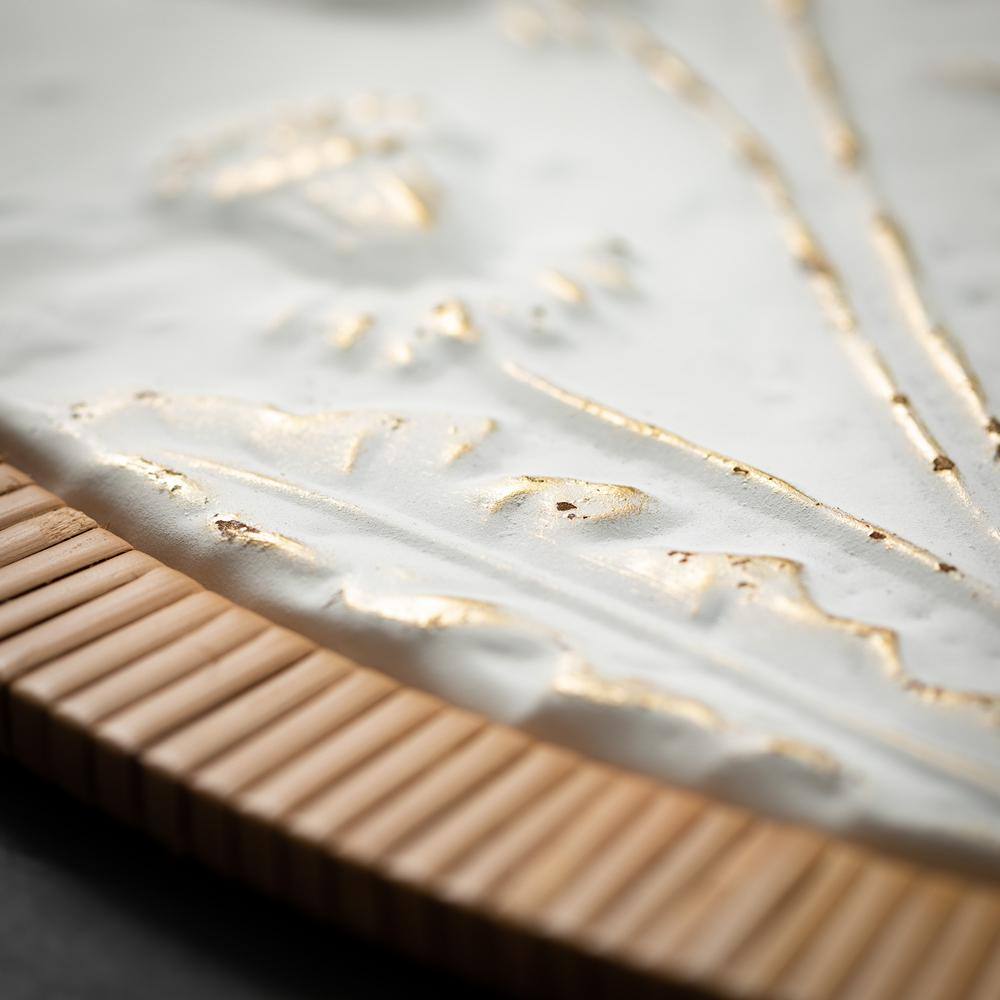 SULLIVANS 25.25 in. x 25.25 in. White Raised Floral Decorative Sign