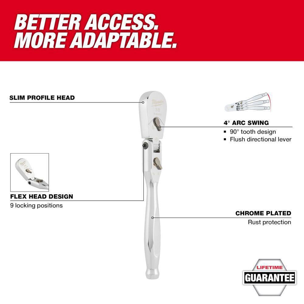 Milwaukee 3/8 in. Drive 9 in. Flex Head Ratchet