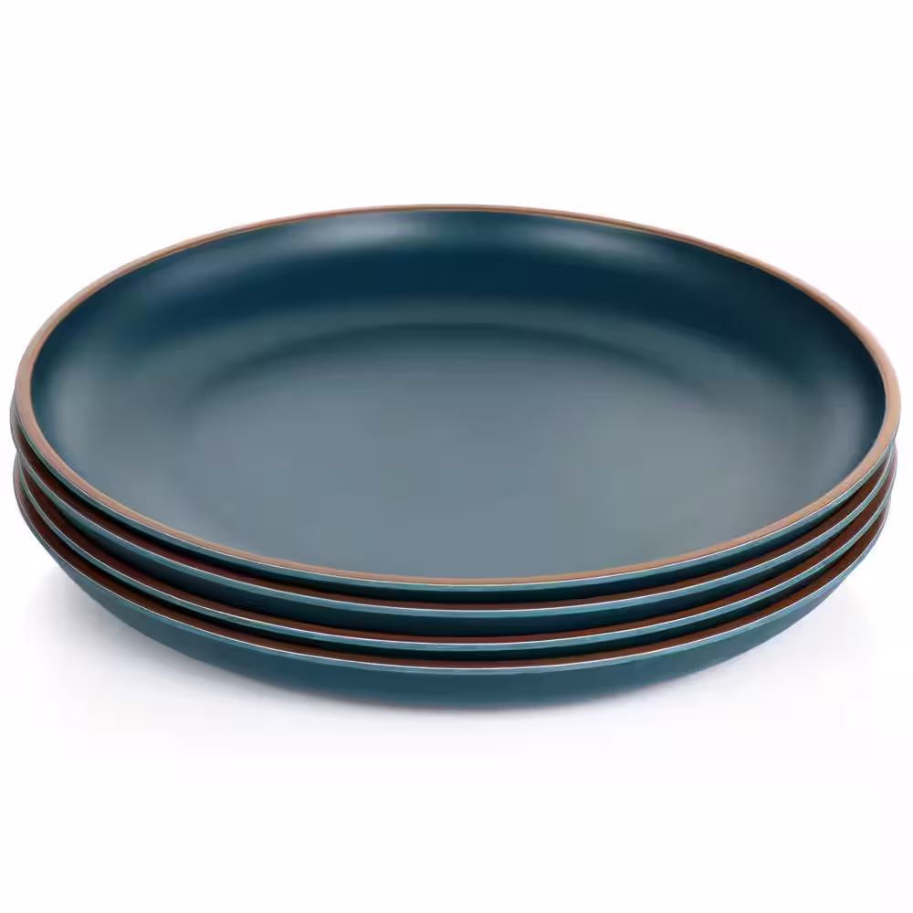 GIBSON HOME Rockabye 4-Piece Melamine Dinner Plate Set in Dark Teal
