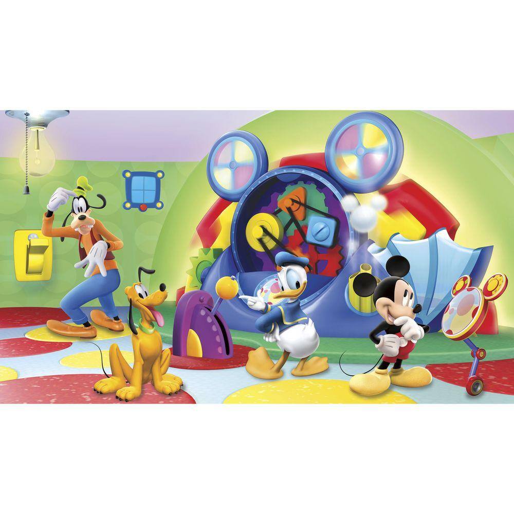 RoomMates 72 in. x 126 in. Mickey and Friends Clubhouse Capers Chair Rail Pre-Pasted Wall Mural