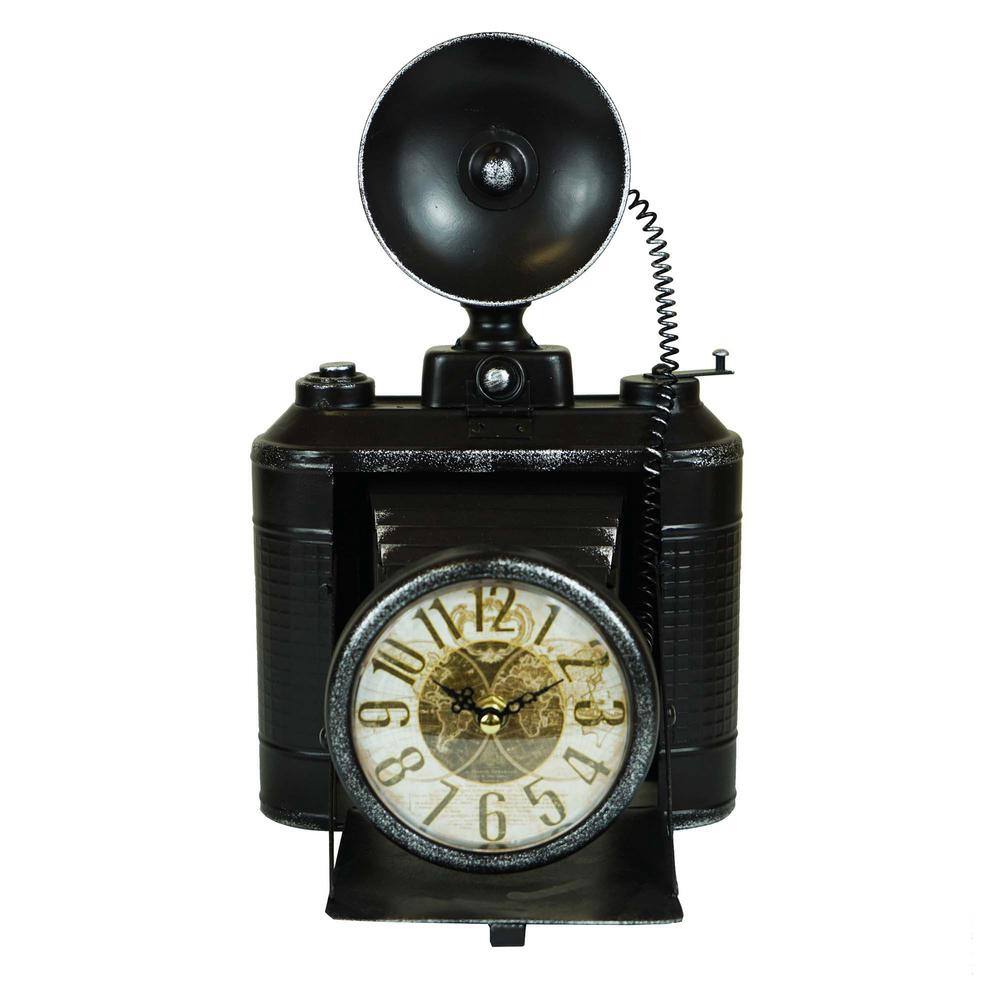 Peterson Artwares Black Metal Camera Table Clock