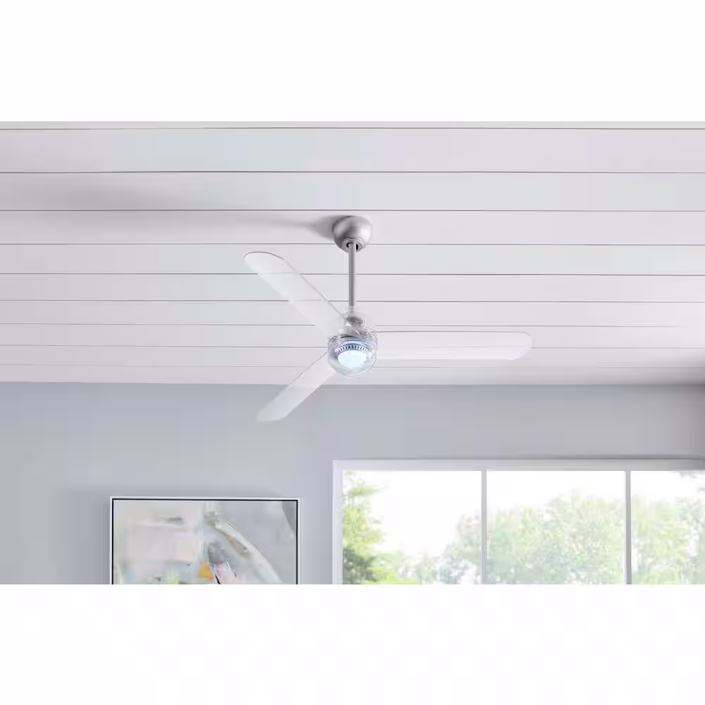 Home Decorators Collection Everaine 52 in. White Color Changing Integrated LED Silver Ceiling Fan with Light Kit, DC Motor and Remote Control