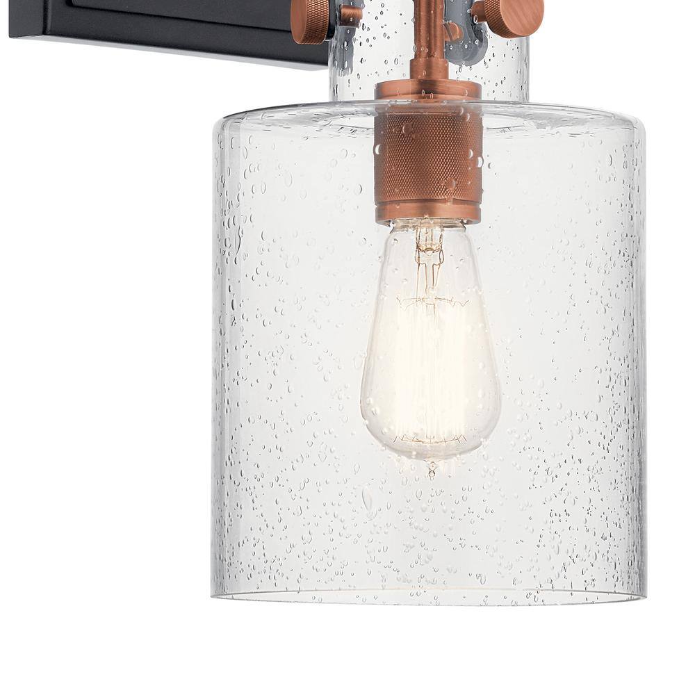 KICHLER Kitner 1-Light Antique Copper Bathroom Indoor Wall Sconce Light with Clear Glass Shade
