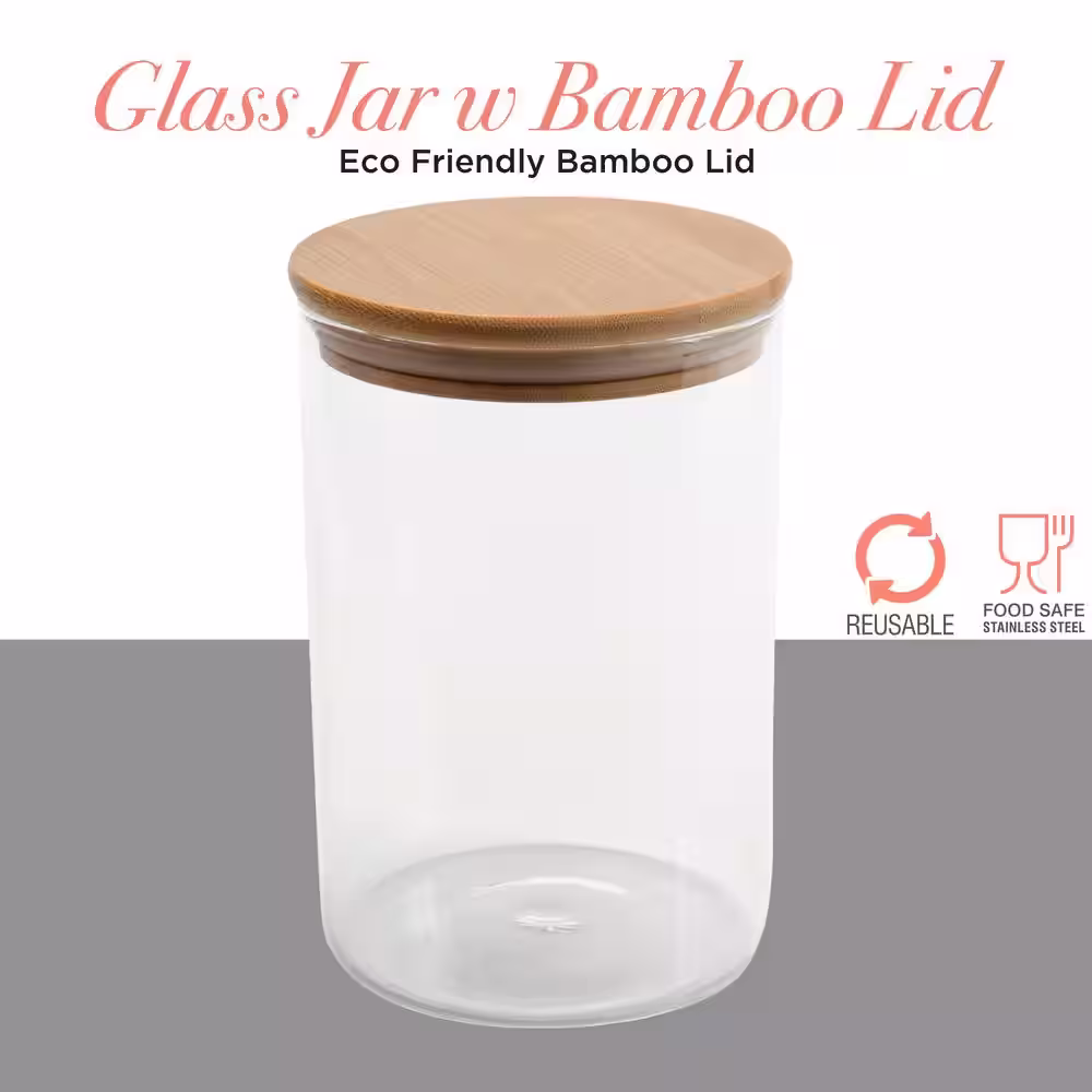 Kitchen Details Round-1 Glass Jar with Bamboo Lid