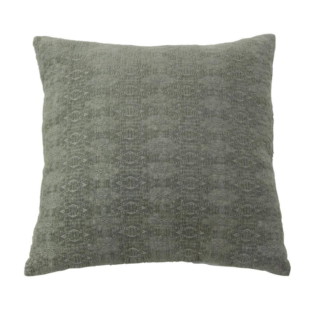 Litton Lane Light Green Jacquard Weave Design Polyester 18 in. x 18 in. Pillow