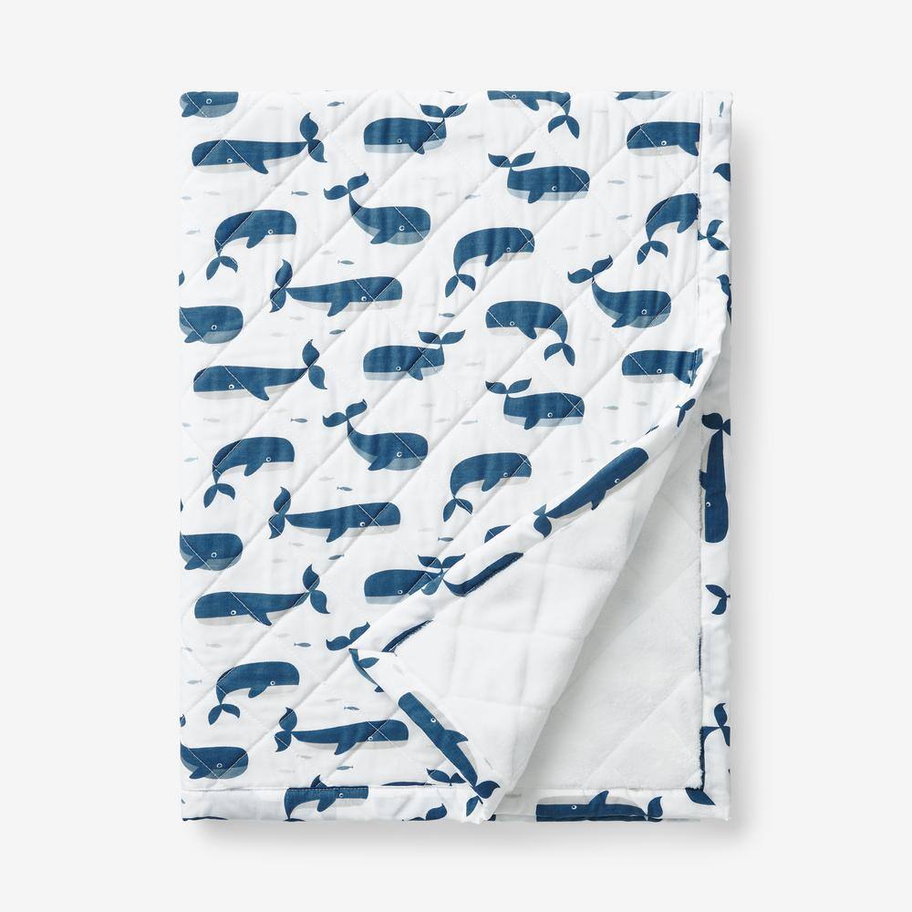 The Company Store Company Kids Whale School Blue Multi Organic Cotton Percale Stroller Blanket