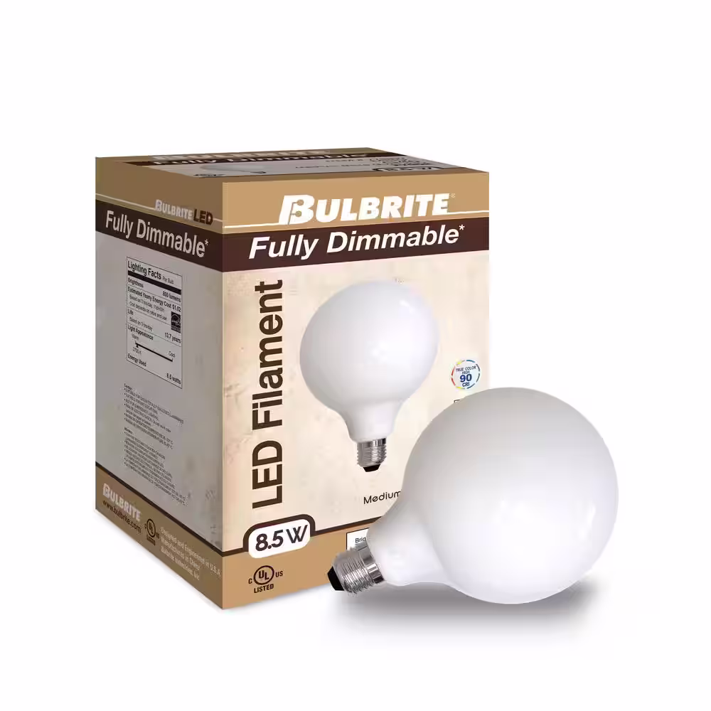Bulbrite 60-Watt Equivalent G40 Milky Dimmable Decorative Filament LED Light Bulb Warm White (2-Pack)