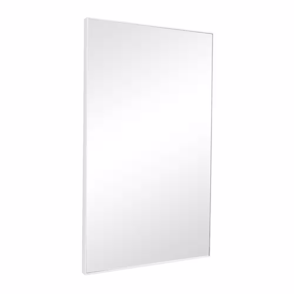 Litton Lane 40 in. x 24 in. Rectangle Framed White Wall Mirror with Thin Frame