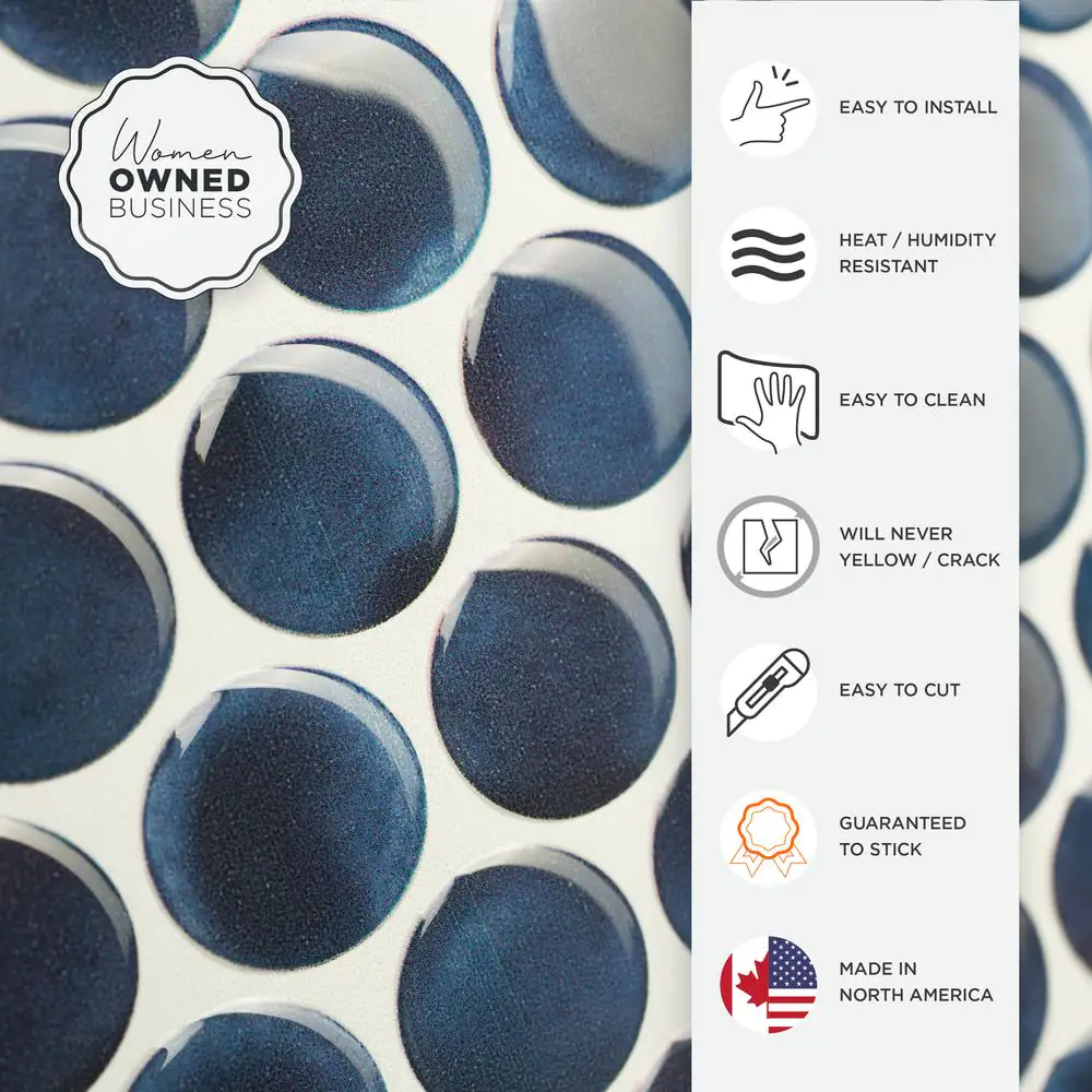 smart tiles Penny Davy Blue 8.97 in. x 8.95 in. Vinyl Peel and Stick Tile (2 sq. ft/ 4-Pack)