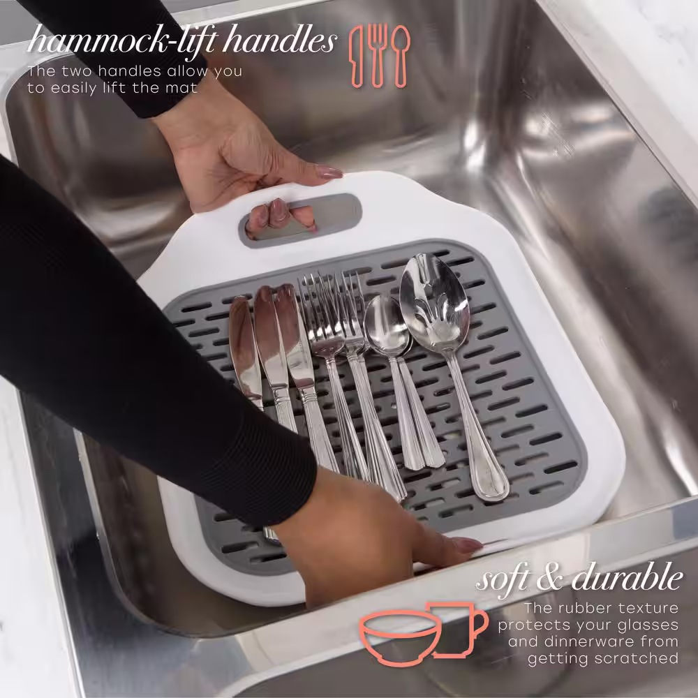 Kitchen Details Grey Self Draining Hammock-Lift Sink Drying Mat