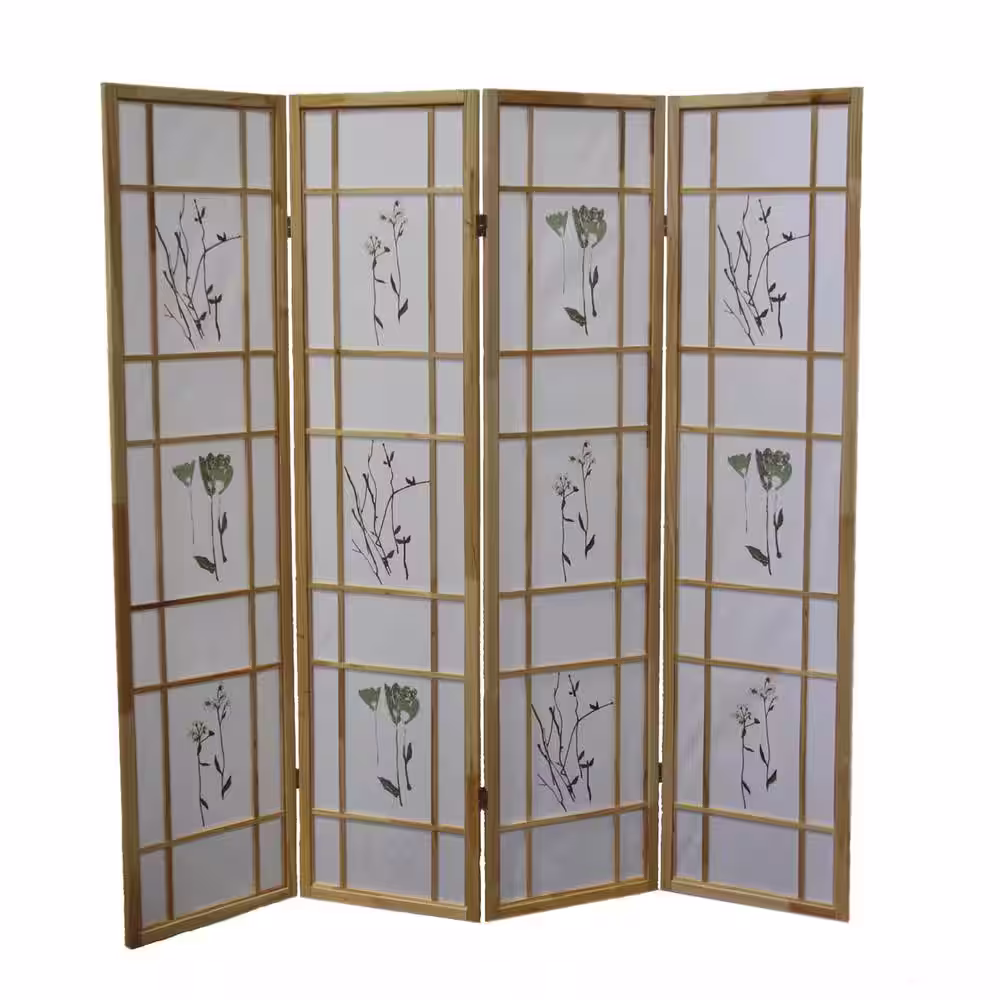 ORE International Natural 4-Panel Shoji Screen Room Divider