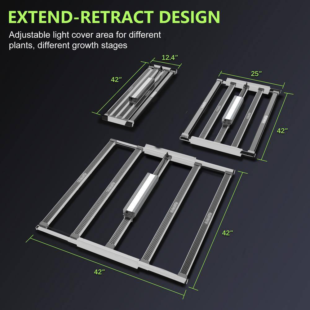 None 42 in. W 730-Watt Silver Stretchable LED Grow Lights Full Spectrum SamSung Diodes Lamp for Indoor Color Changing Light