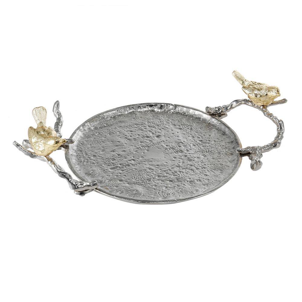 A & B Home Alvada Decorative Gold, Silver Small Tray (Set of 2)
