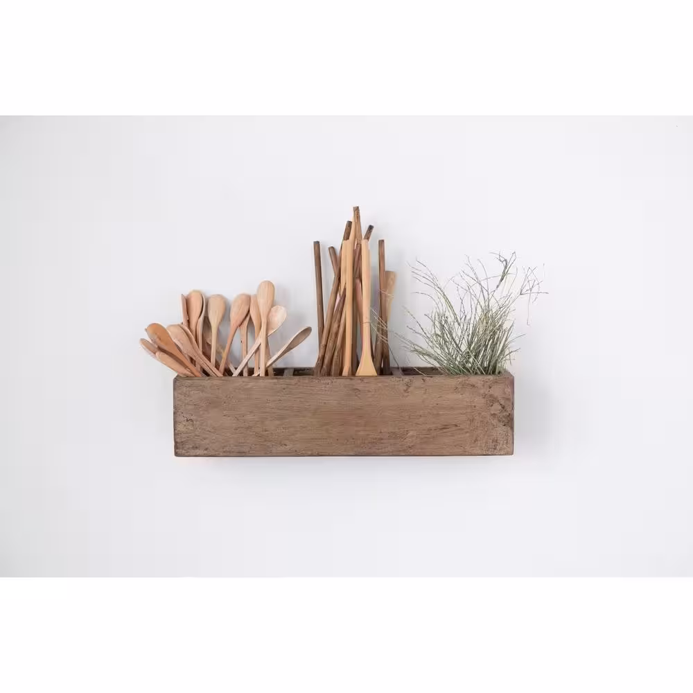 Storied Home Reclaimed Wood Wall Container with 3-Sections