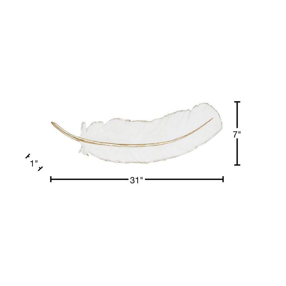 CosmoLiving by Cosmopolitan Polystone White Feather Bird Wall Decor