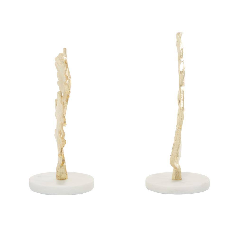 Litton Lane Gold Aluminum Leaf Sculpture (Set of 2)