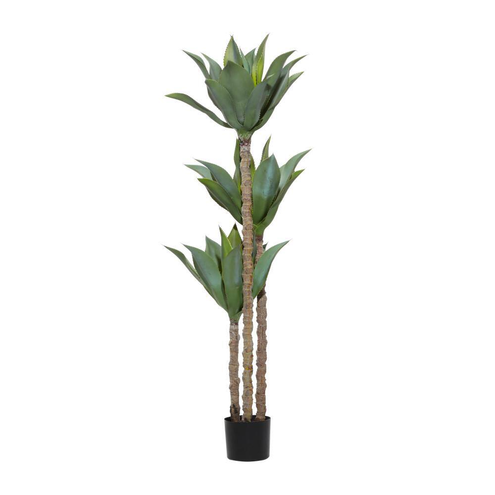 Litton Lane 60 in. H Dracaena Artificial Tree with Realistic Leaves and Black Plastic Pot