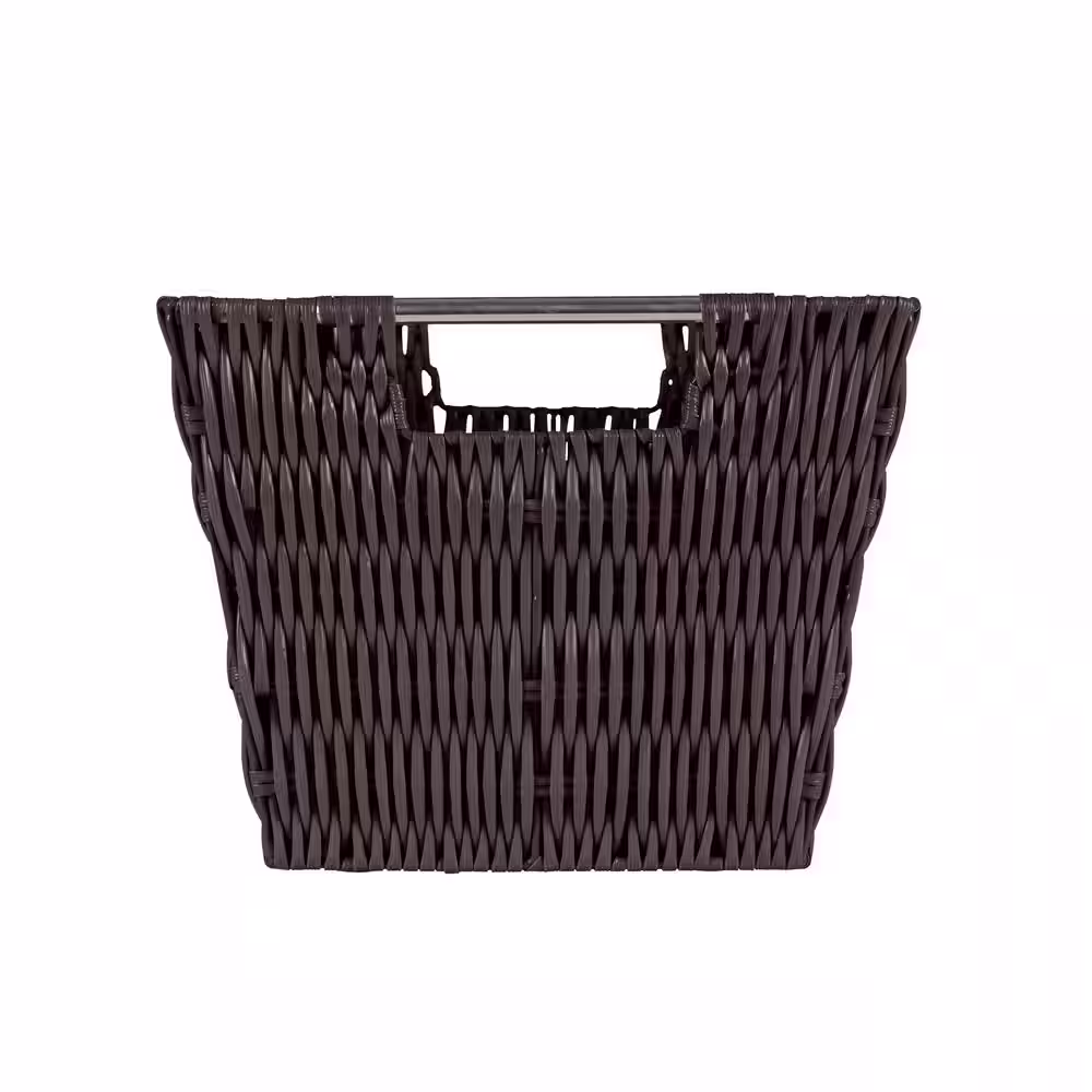 SIMPLIFY 8 in. x 10 in. Brown Medium Rattan Storage Tote Basket