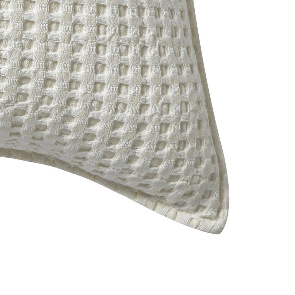 None Mills Waffle Cream 20 in. x 20 in. Throw Pillow