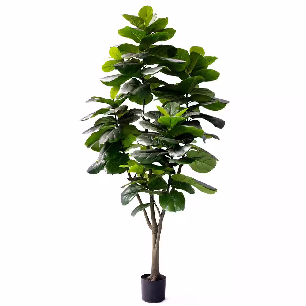 None 7.5 ft. Large Real Touch Artificial Fiddle Leaf Fig Tree in Pot