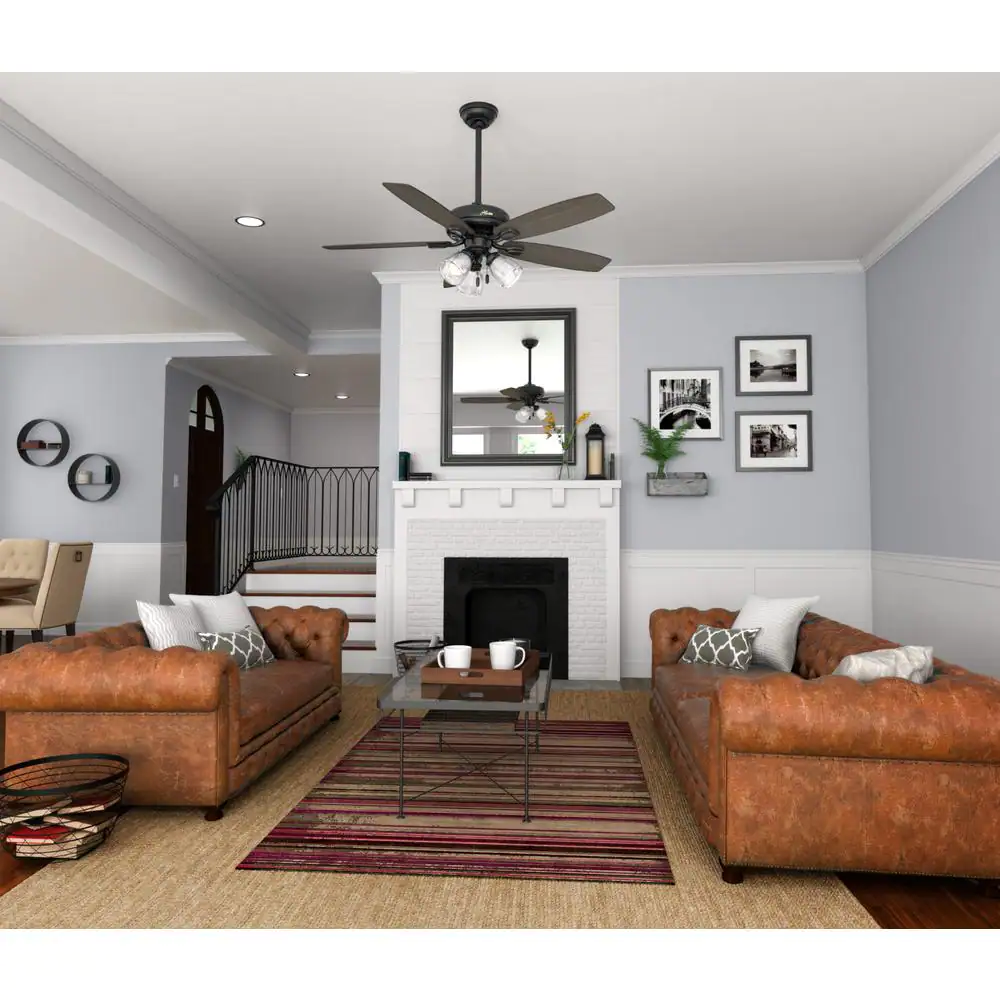 Hunter Highbury II 52 in. LED Indoor Matte Black Ceiling Fan with Light Kit