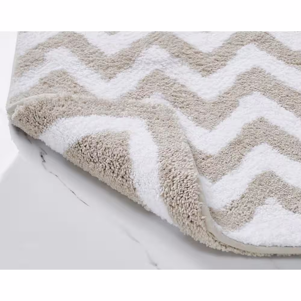 Better Trends Pegasus Collection Beige Chevron Pattern 100% Cotton Rectangle 3-Piece Bath Rug and Towel Set