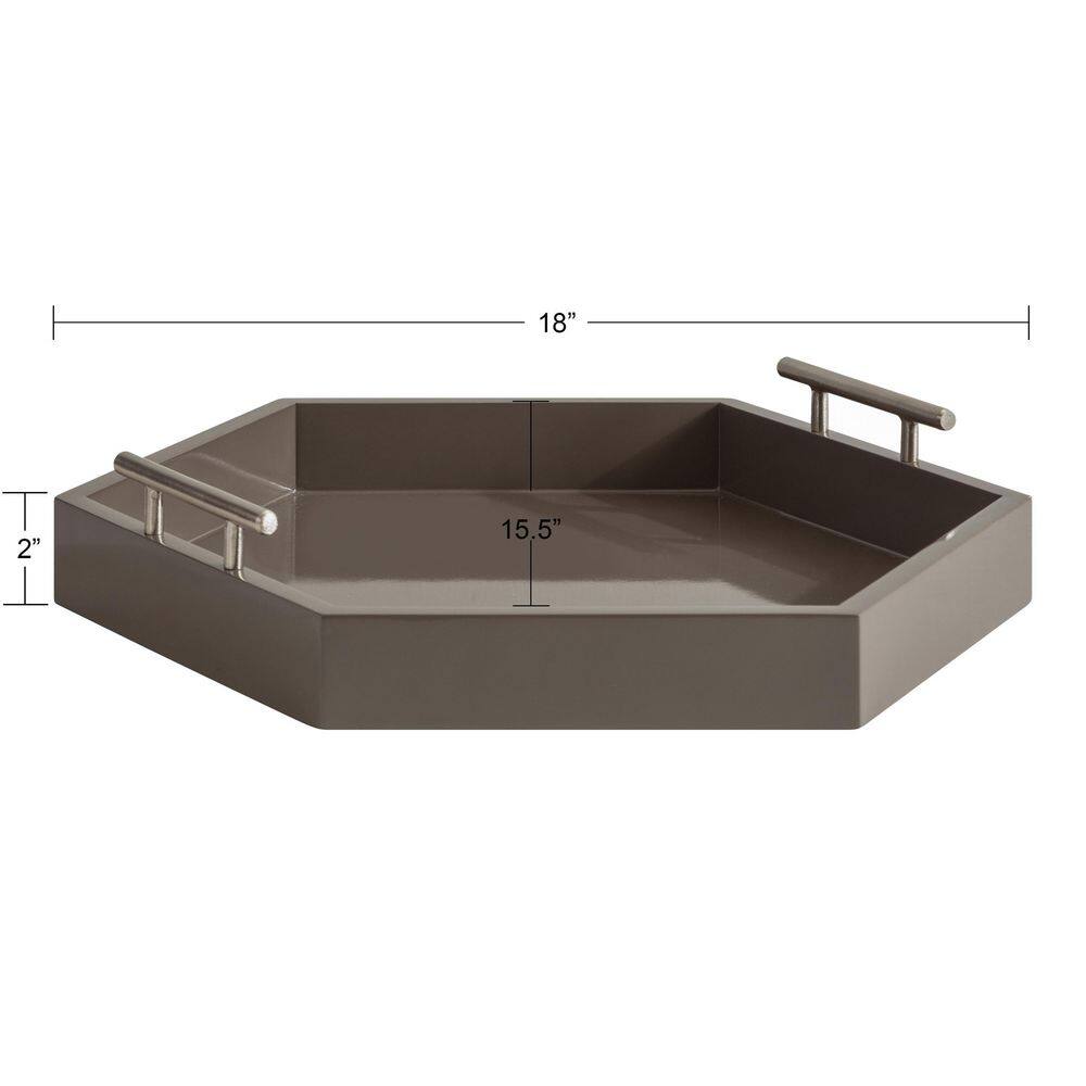 Kate and Laurel Lipton 15.50 in. W Hexagon Brown Wood Decorative Tray
