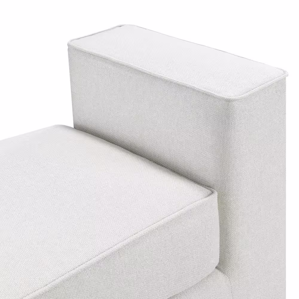 None Remi Ivory 73 in. Wide Stain-Resistant Fabric Upholstered King Bedroom Bench