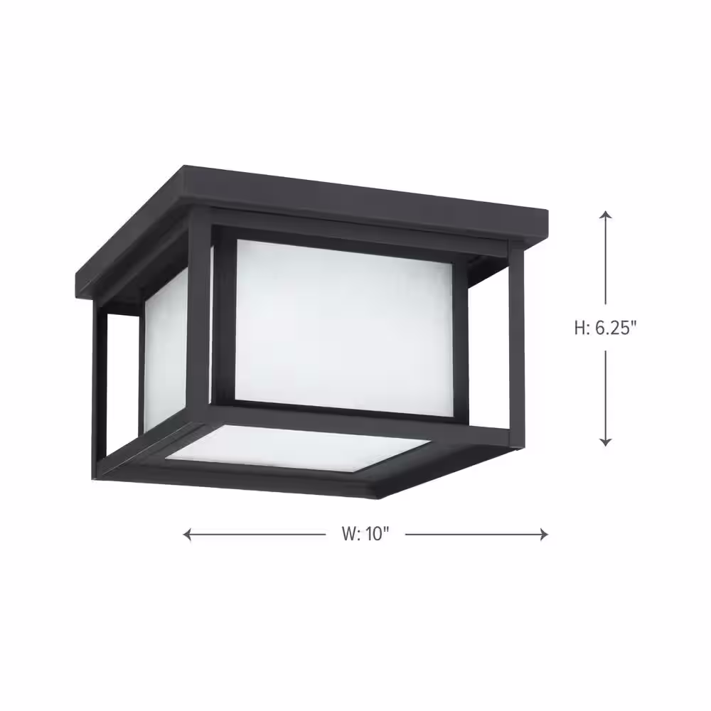 Generation Lighting Hunnington Black 2-Light Outdoor Flush Mount