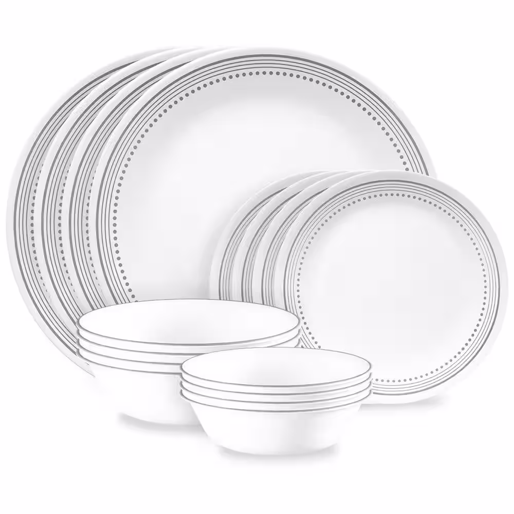 Corelle Mystic Gray 16-piece Mugless Dinnerware Set, Service for 4