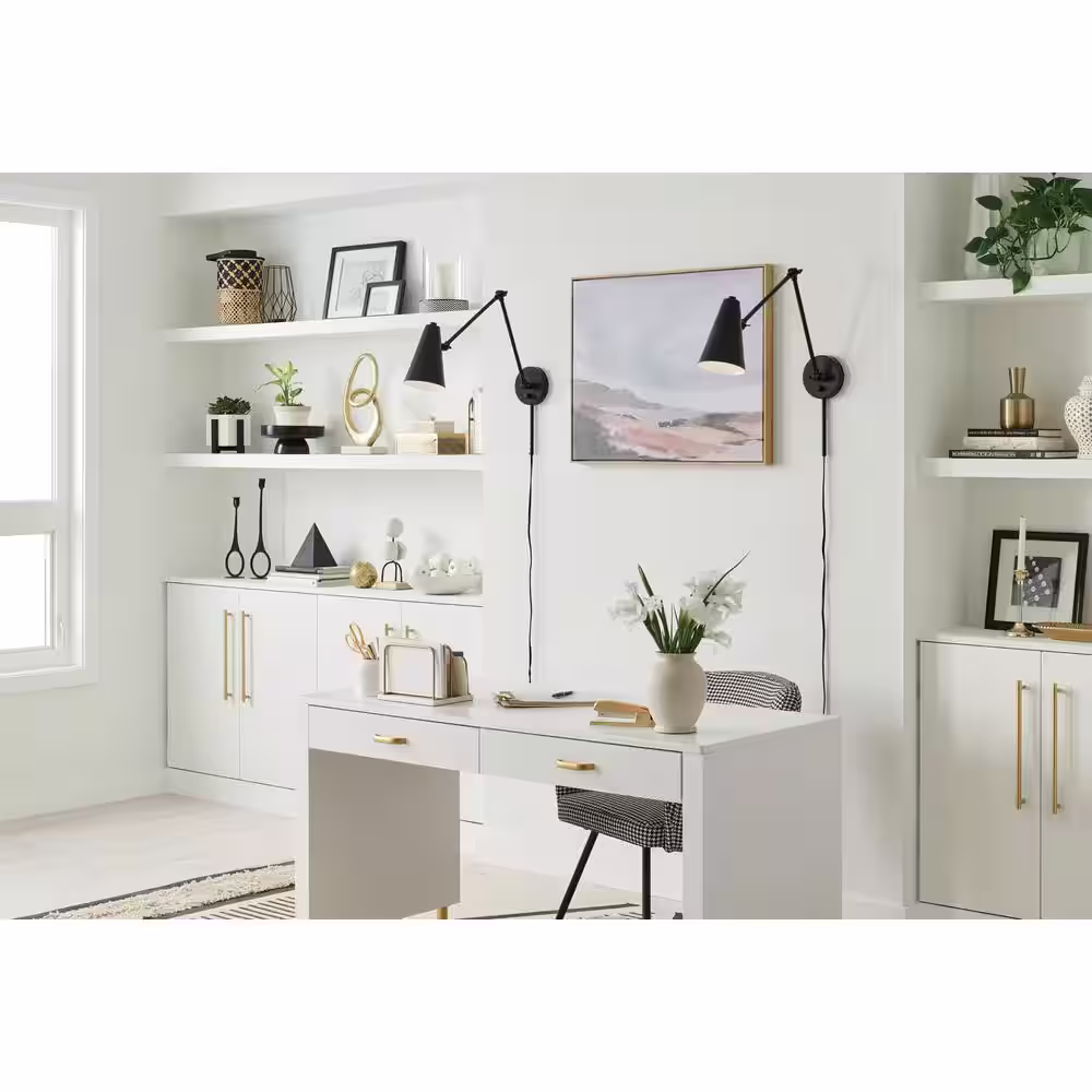 KICHLER Sylvia 32.5 in. 1-Light Black Office Indoor Wall Sconce Light