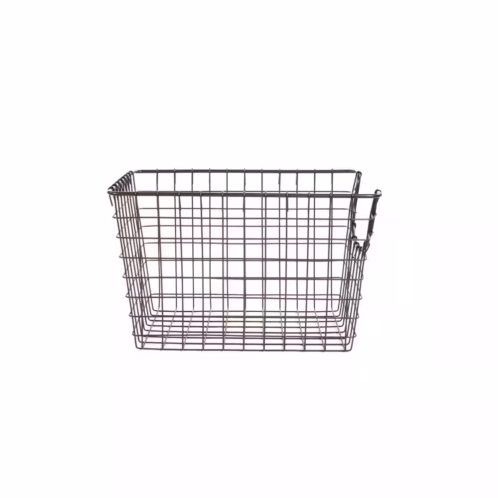 Spectrum Scoop 12.75 in. D x 9.5 in. W x 8 in. H Small Industrial Gray Steel Wire Storage Bin Basket Organizer (6-Pack)