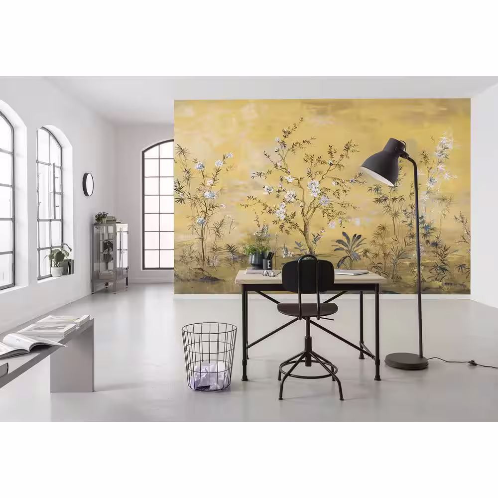 Komar 98 in. x 145 in. Yellow Chinoiserie Wall Mural