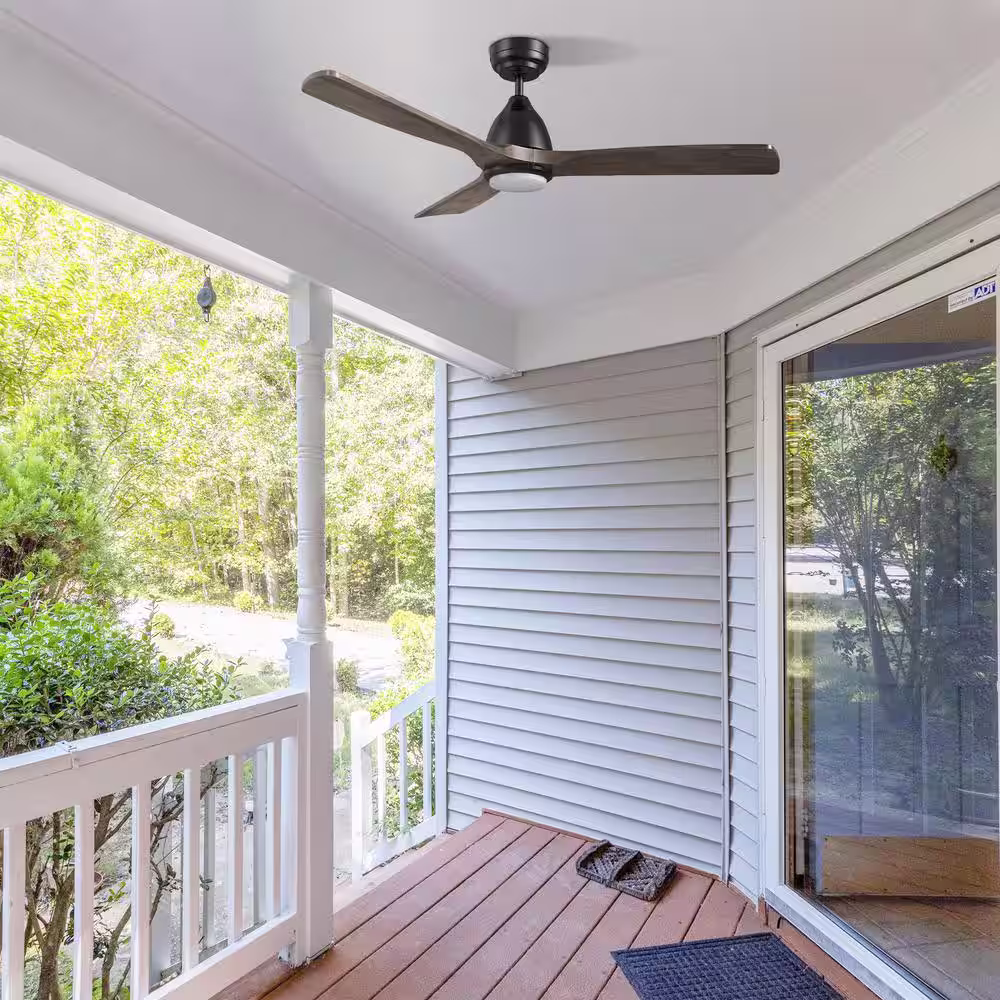 CARRO Sawyer 48 in. Dimmable LED Indoor/Outdoor Black Smart Ceiling Fan with Light and Remote, Works with Alexa/Google Home