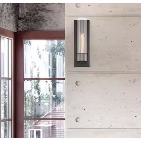 Savoy House Hartford 4.5 in. W x 14 in. H 1-Light Classic Bronze Wall Sconce with Clear Glass Cylindrical Shade