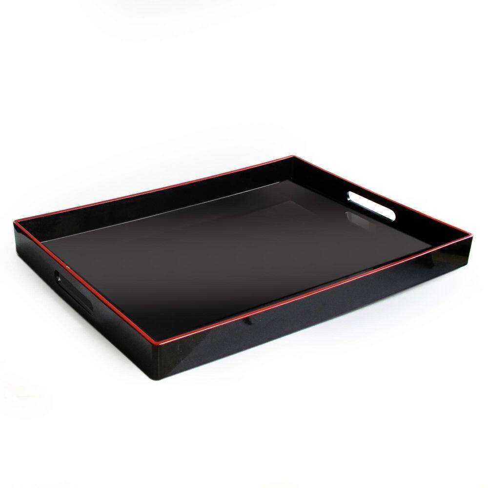 American Atelier Black Angular Serveware Serving Tray with Handles