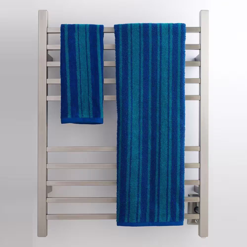 Amba Radiant Square 10-Bar Hardwired Electric Towel Warmer in Brushed Stainless Steel