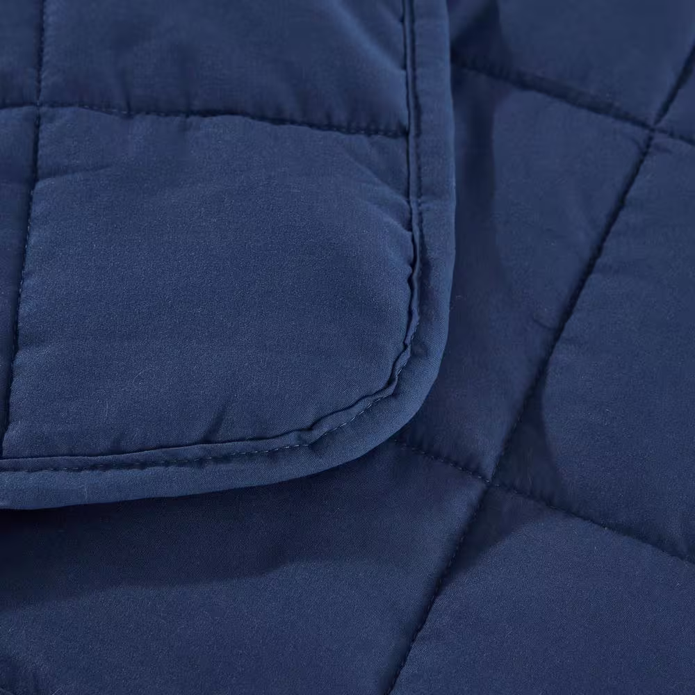 None Navy Microfiber Travel 40 in. x 50 in. x 5 lbs. Weighted Throw Blanket