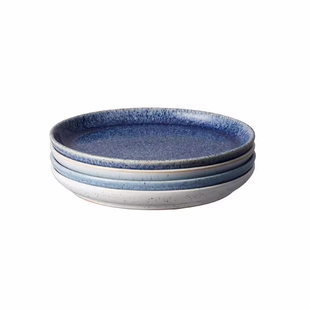 Denby Studio Blue Set of 4 Coupe Small Plates