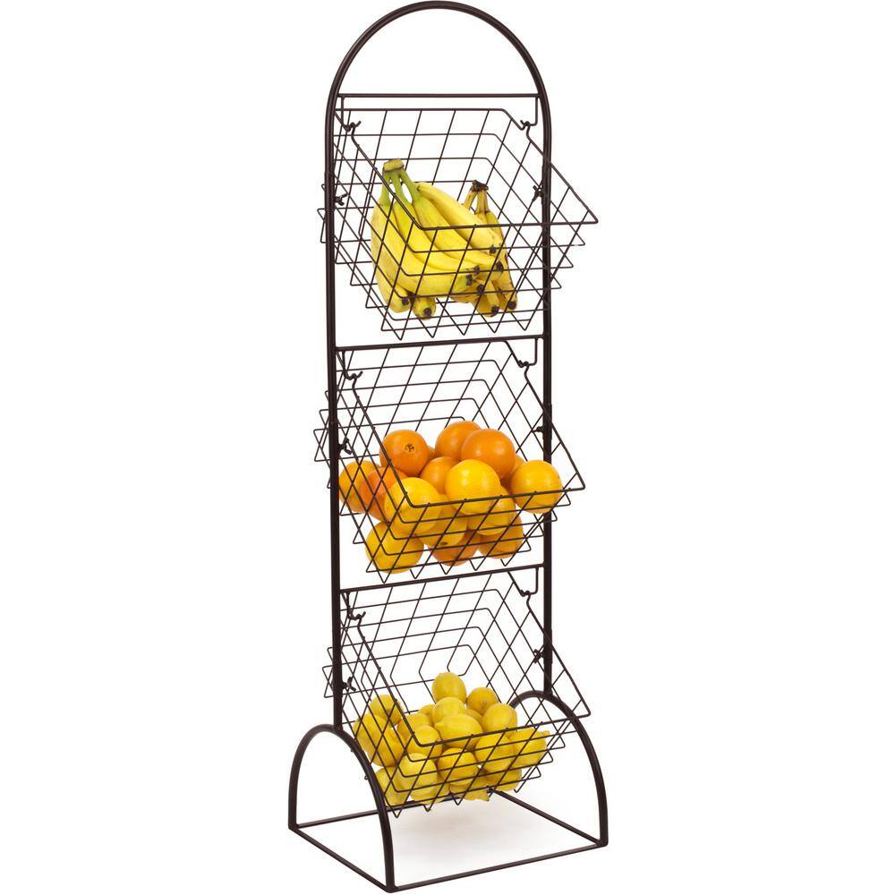 Sorbus Kitchen Black Metal Square Basket Drawer Organizer with 3-Tier Rack