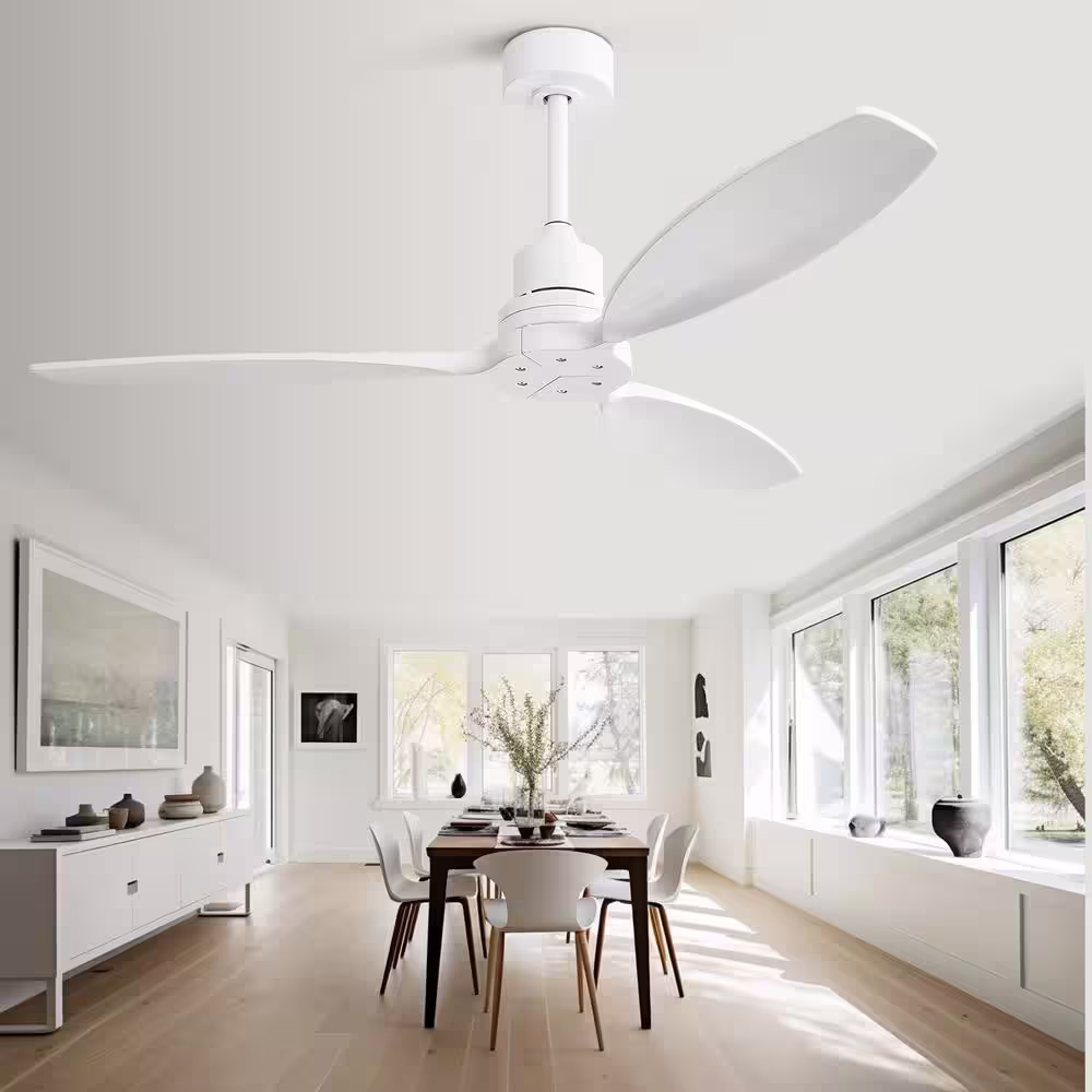 Sofucor 52 in. Indoor/Outdoor White Ceiling Fan with Remote Control and 6 Speed Reversible DC Motor