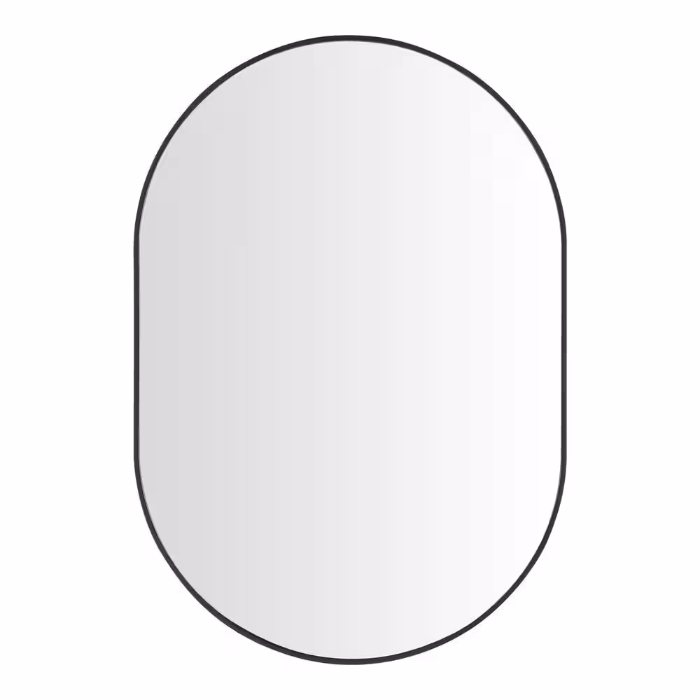 StyleWell Medium Modern Oval Black Framed Mirror (22 in. W x 32 in. H)