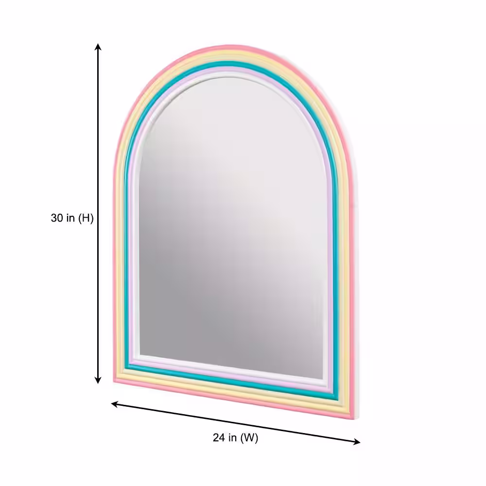 StyleWell Kids Medium Arched Wood Framed Rainbow Mirror (24 in. W x 30 in. H)