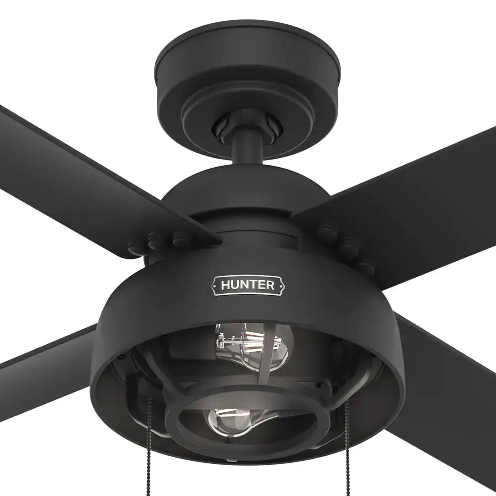 Hunter Spring Valley 52 in. Indoor/Outdoor Matte Black Ceiling Fan with Light
