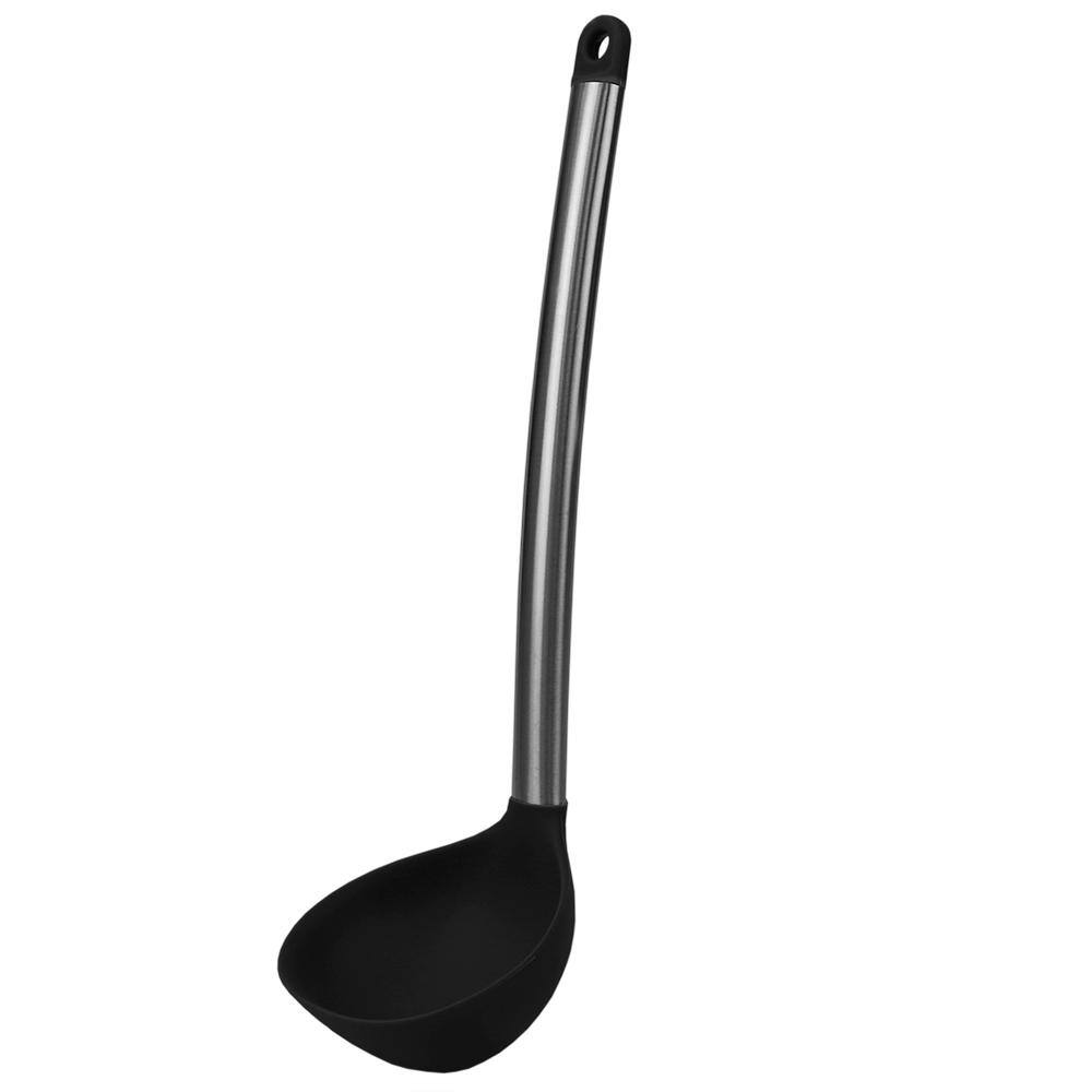 Home Basics Black Stainless Steel Silicone Ladle