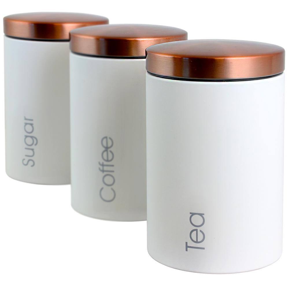MegaChef Essential Kitchen Storage 3-Piece Metal Canister Set