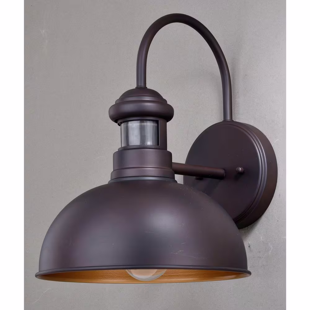 VAXCEL Franklin Bronze Motion Sensor Dusk to Dawn Farmhouse Barn Dark Sky Outdoor Wall Light