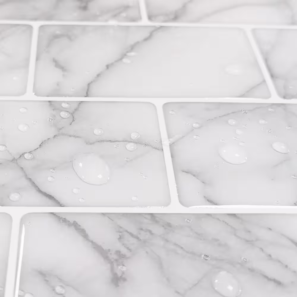 Art3dwallpanels Subway Tile Marble Gray 12 in. x 12 in. Vinyl Peel and Stick Backsplash Tile (8.42 sq. ft./Pack)