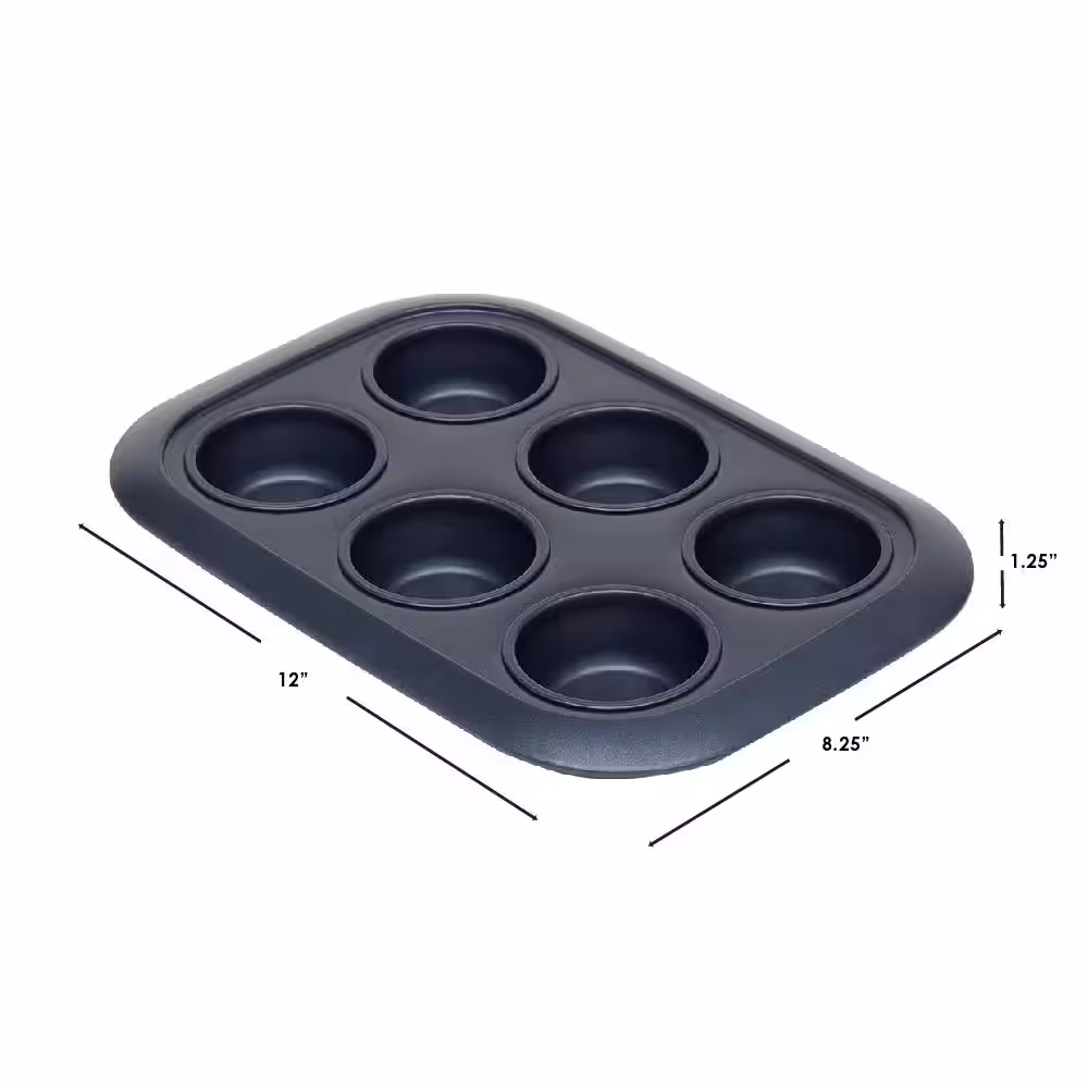 None Indigo Non-Stick 6-Cup Carbon Steel Muffin Pan